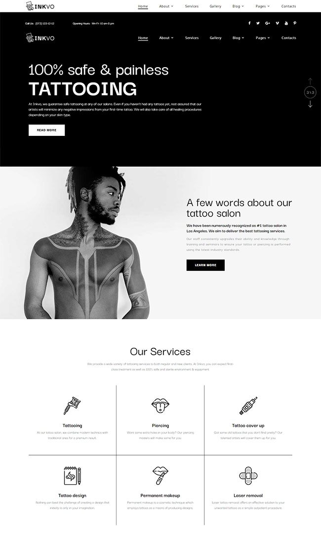 纹身工作室网站HTML5模板