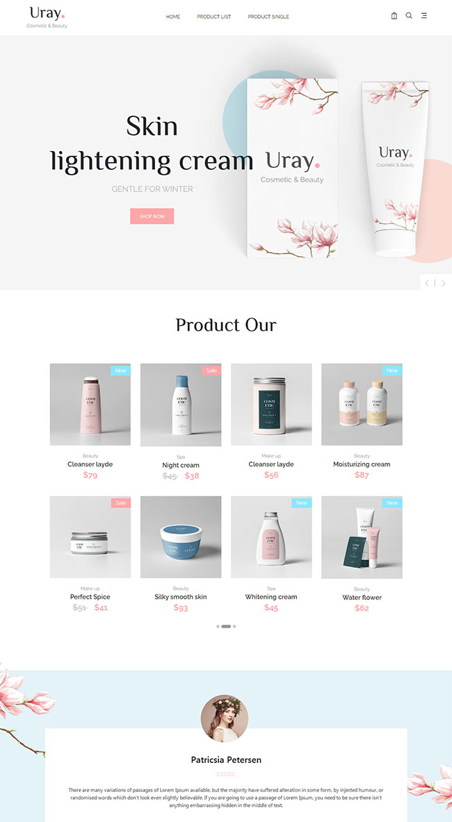 女性保养护肤品网站模板