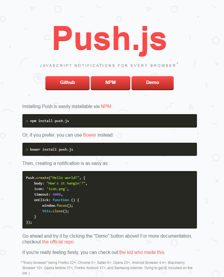 HTML5桌面通知API插件 - Push.js