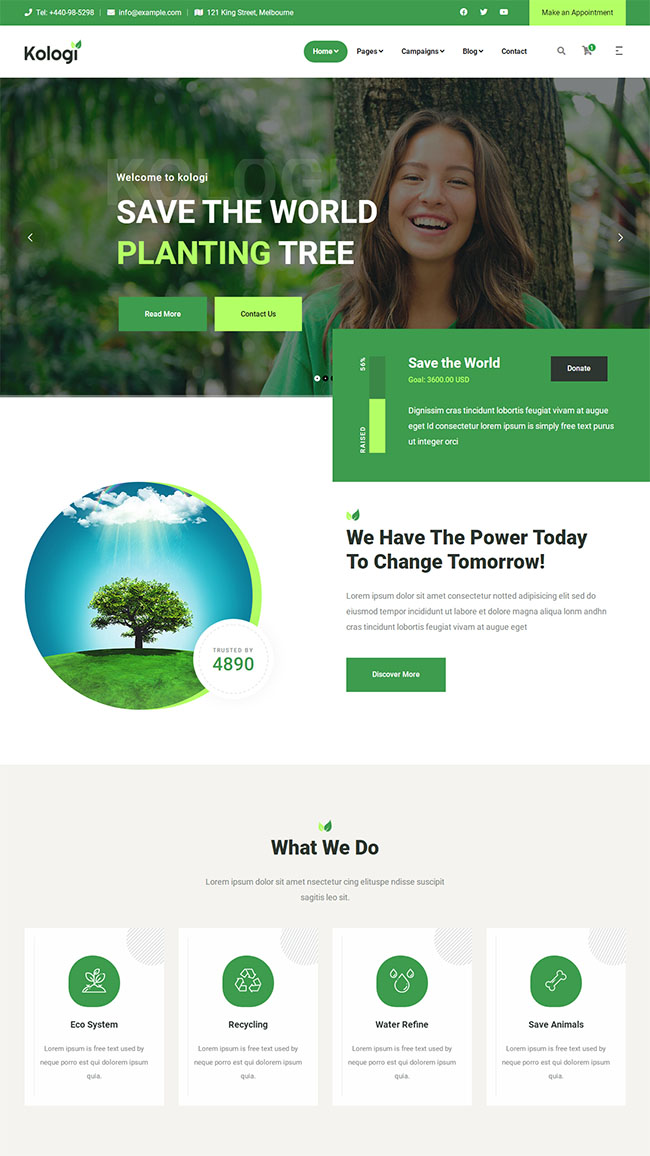 绿色环境保护公益网站模板